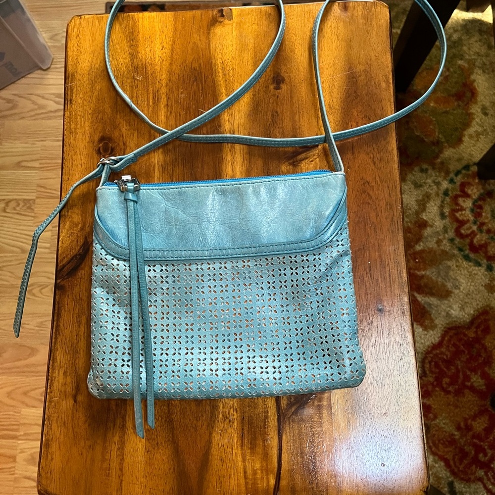 Hobo LIZA leather crossbody in perforated TEAL